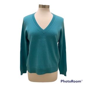 Garnet Hill Cashmere V Neck Sweater Sz L